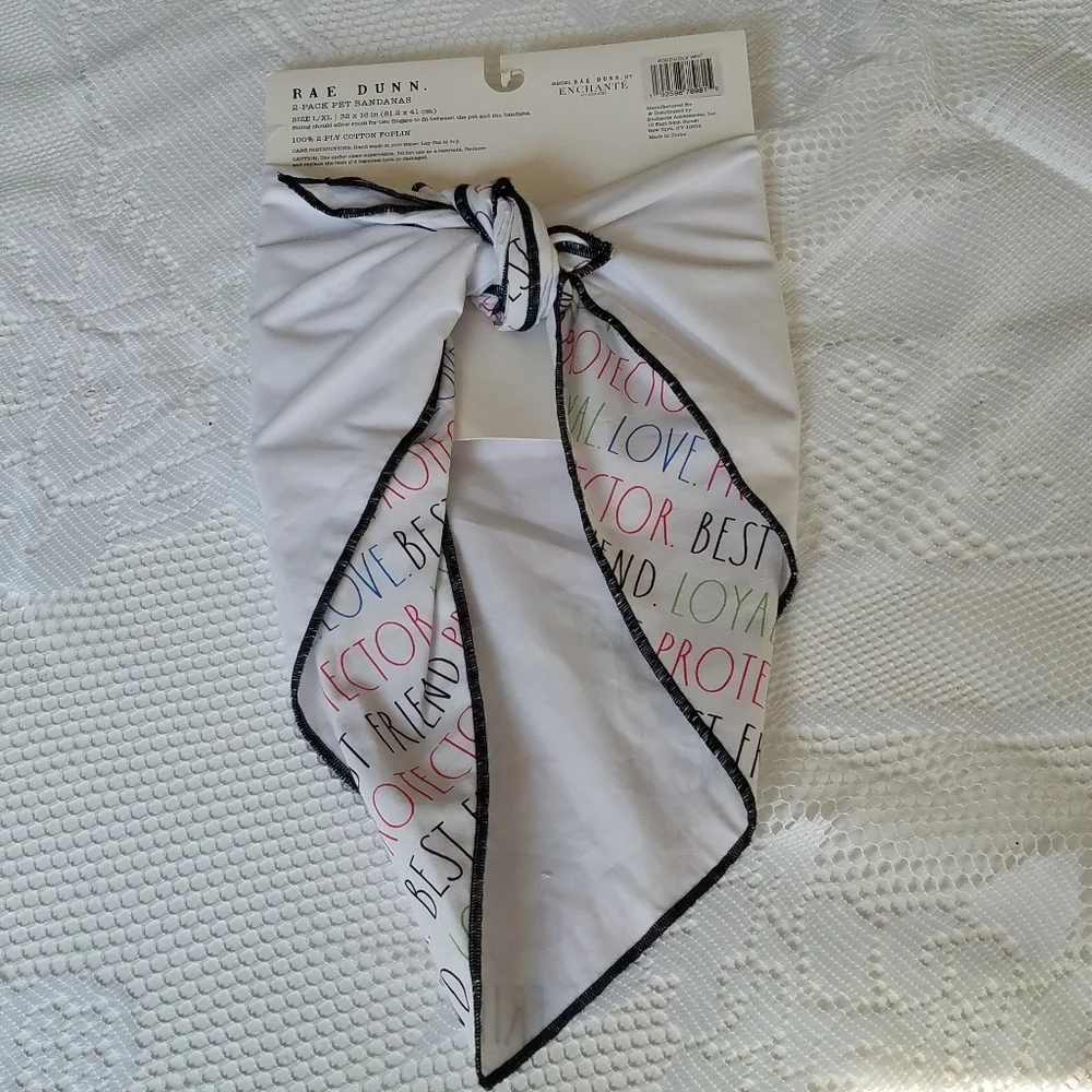 New Rae Dunn Dog 2 Pack Set  Bandanas Size L/XL